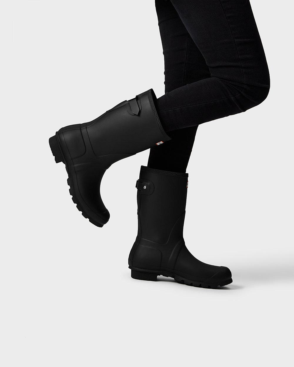 Womens Hunter Original Back Adjustable - Short Rain Boots Black - 2317-IAYSL